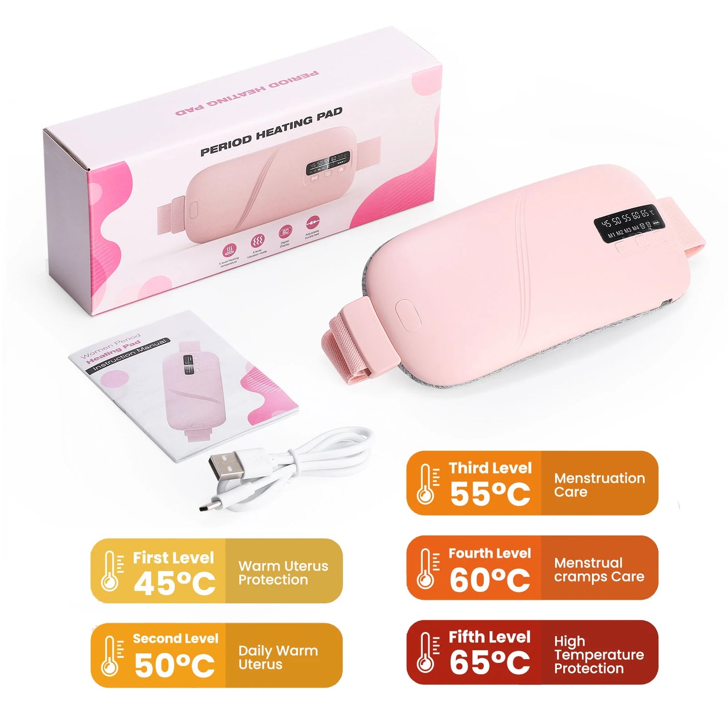 Ultimate Electric Heating Pad for Menstrual Relief - Vibrating Abdominal Massager for Comfort and Care